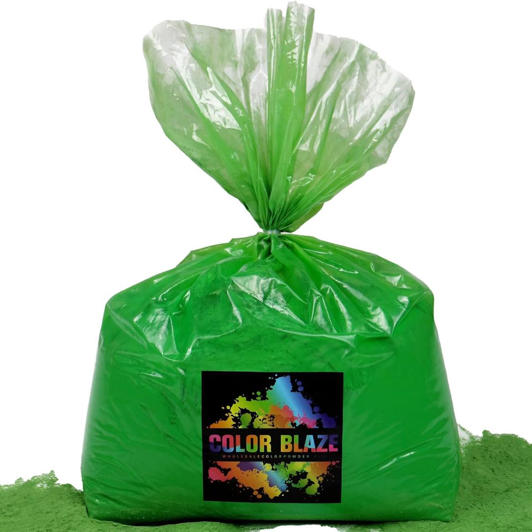 Color Blaze Holi Colored Powder - 25 lbs of Green Powdered Color - for Fun Runs, Color Toss, Rangoli, Powder War, Backyard Party & Festivals - Pack of 1 Big Bag - 25 Pounds in Bulk - Green