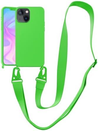 Pack of 2 VooDirop Compatible with iPhone 12 Pro Max Case with Strap, Crossbody iPhone Case with Lanyard Adjustable Shockproof Drop Protection Silicone Phone Cover for iPhone 12 Pro Max 6.7'' Neon Green,