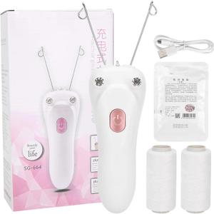 Threading Hair Removal Epilator, Electric Physical Threading Body Hair Removal Epilator for Women, USB Hair Removal Machine with 2 Cotton Thread for Remove Eyebrow Lip Chin