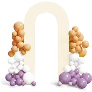 Peomeise 7.2FT Spandex Open Arch Backdrop CoverU-Shaped 2-Sided Backdrop CoverRound Top Chiara Stand Cover for Birthday Party Wedding Ceremony Baby Shower DecorationBeige