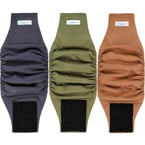 Langsprit Male Belly Bands for Dogs (Pack of 3) - High Absorbing Dog Wraps Male Washable - Reusable Small Doggy Doggie Puppy Dog Diapers L Size (Large, Morandi-zlh)