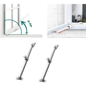 335mm Casement Window Stay Stainless Steel Security Window Latches Adjustable Telescoping Wind Brace, 2pcs