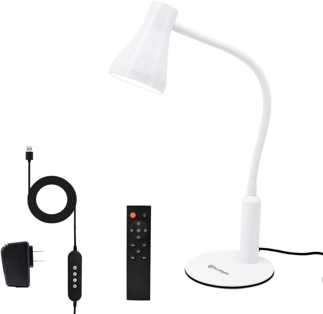 LED Desk Lamp, 3 Lighting Modes and 6 Brightness Levels, 10W Flexible Gooseneck Table Lamp for Living Room and Study, Remote Control with Timing Function, AC Adapter Included (White)