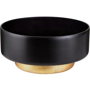 47th & Main Modern Decorative Glass Bowl Home Dcor for Table, 8" Dia x 3.75" H, Black/Gold