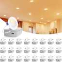 VOLISUN 24 Pack 3 inch Recessed Lighting, 5CCT LED Recessed Light with Junction Box, 2700K-5000K Selectable, Dimmable Canless Wafer Downlight, LED Ceiling Light ETL Certificated (White)