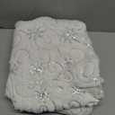 AOGU 48 Inch Sequin Faux Fur Christmas Tree Skirt for Christmas Tree Decorations White Plush Silver Sequin Snowflake Tree Skirt