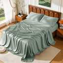 100% Viscose Derived from Bamboo Sheets Queen Size, Hotel Luxury Bed Sheets Set, Deep Pocket Up to 16 Inches, Ultra Soft Cooling Sheets 4pcs (Sea Glass)
