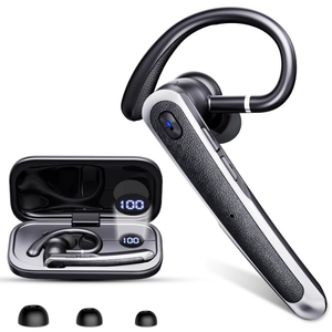 Bluetooth Headset V5.4, Wireless Bluetooth Earpiece, 65H Talk Time with LED Charging Case, Hands Free Noise Canceling Headphones, Wireless Headset with Mute Button for Cell Phones/Trucker/Home/Office