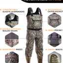 Foxelli Chest Waders, Waterproof 4mm Neoprene Hunting & Fishing Waders for Men & Women with Boots, Size: 11