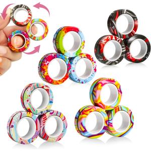 9Pcs Finger Magnetic Ring Fidget Toys, Colorful Finger Rings Toy Great for Training Relieves Reducer Autism Anxiety. (12pcs 4 color3) (12pcs 4 Color3)