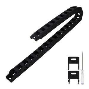 R45 20mm x 30mm(Inner H x Inner W) Black Plastic Cable Wire Carrier Drag Chain 1M Length for CNC, with End Connectors - Bridge Type (Inner Side openable) (20*30A(1pc))