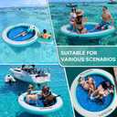 AWEMUFA 8ft Water Hammock 8 inches Thick Round Float Ring with Mesh Lake Floats for Adults Heavy Duty Circle Floating Mat for Pool Inflatable Water Raft for Summer Parties