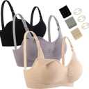 Seitop 3 Pack Nursing Bra for Woman, Seamless Breastfeeding Bras (X-Large, G1)