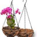 QCQHDU 2 Pack 8 inch Metal Hanging Orchid Baskets for Plants Outdoor, Hanging Orchid Planter Basket with Coco Liners, Orchid Pots with Holes for Garden, Patio, Deck, Porch Plants(Butterfly)