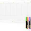 Clear Glass Weekly Dry Erase Calendar Non-Magnetic Whiteboard for Wall, 7 Day to Do List, Menu & Meal Planner White Board for Kitchen Home Office, 23x9.5, 4 Markers Included, Yeoux