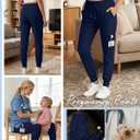 Xaatren Women's Maternity Scrub Pants with 6 Pockets Workwear Pregnancy Joggers Drawstring Over The Belly Medical Bottoms, Small