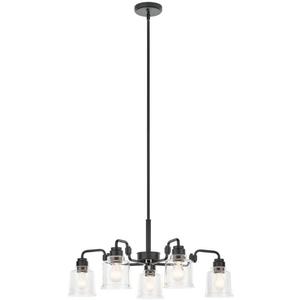 Kichler, Aivian 30 Inch 5 Light Chandelier with Clear Glass in Black, 52398BK, 13.5" H 30" W