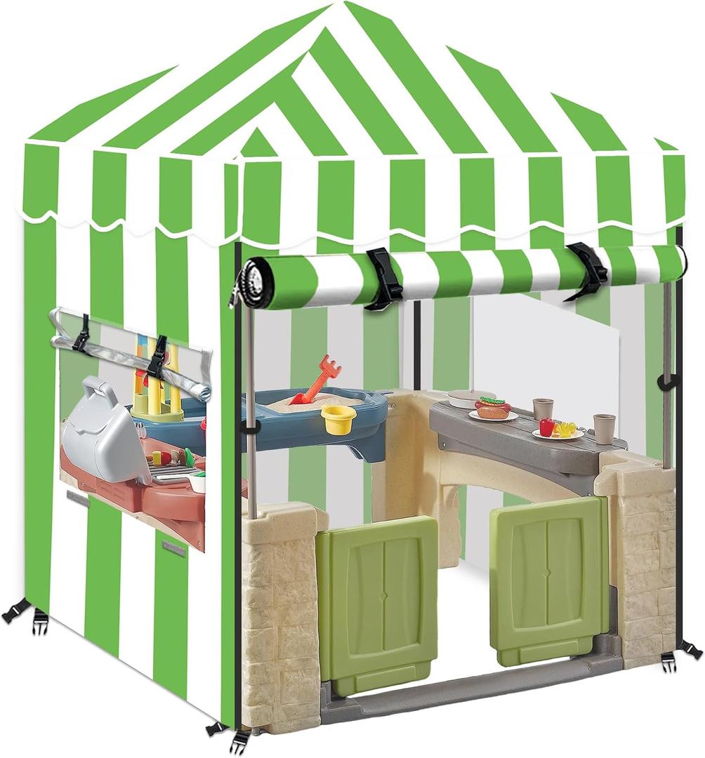 Kids Outdoor Playhouse Cover, Outdoor Playset Cover (Green) 60" H x 48" W x 48" D