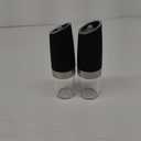 Gravity Electric Pepper and Salt Grinder Set, Battery Operated Pepper Mill with Blue LED Light, One Hand Operation, Flip to Grind, Adjustable Coarseness (Black 2X)