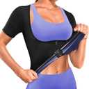 BXVX Sauna Suit Shirt for Women Weight Loss Sweat Siuts Waist Trainer Vest Workout Compression Tank Top Zipper (Black, XL)