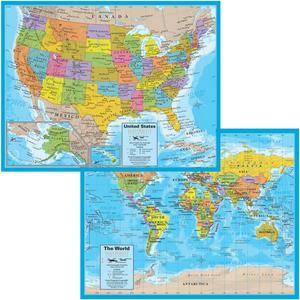 Waypoint Geographic 2-in-1 United States and World Notebook Map, Interactive Notebook Maps for Learning Geography and Social Studies, Engaging Learning Resources for Kids, 8.5 x 11