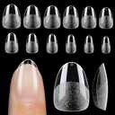 UNA GELLA Extra Short Almond Nail Tips 12 Sizes Short Almond Gel Nail Tips 120Pcs Soft Gel Clear Full Cover Nails Tips Acrylic False Nails Press On Nails for Extensions DIY Salon