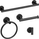 Matte Black Towel Bar Set, 18 Inch Bathroom Hardware Set, Wall Mounted Bathroom Towel Holder Set, Modern Bathroom Accessories, Durable SUS304 Stainless Steel, 4-Piece
