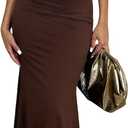 SOLY HUX Women's Bodycon Maxi Dress Halter Neck Sleeveless Backless Twist Party Club Going Out Long Dresses (Brown, S)