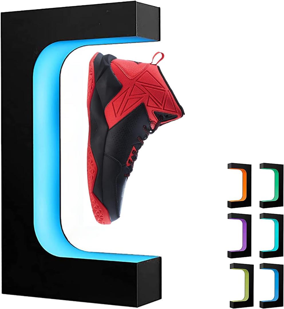 Yegvea Levitating Shoe Display Floating Sneaker Stand,Magnetic Levitation Sneakers Stand with 16 Colors Remote Control and 360° Rotation