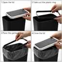 Fasmov Trash Can, 2 Pack 7.5 Liter / 2 Gallon Plastic Garbage Container Bin with Press Top Lid, Garbage Can Waste Basket for Kitchen, Bathroom, Living Room, Office, Narrow Place, Black