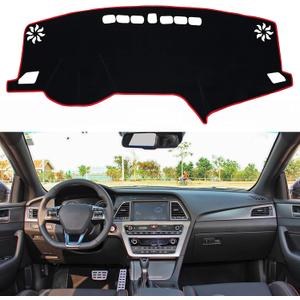 SENSHINE for Hyundai Sonata 2015 2016 2017 2018 2019 Dashboard Cover Center Console Cover Dash Mat Carpet Protector Sunshield Cover Custom Fit, Red Trim
