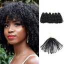 QUEENTAS 6 Packs 8 Inch Short Crochet Hair for Black Women Jamaican Bounce Curly Crochet Hair Extension Kima Wand Curl Jerry Passiion Twist Prelooped Braiding(1B/Black)