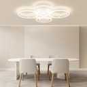 Modern LED Ceiling Light, 23-Inch, 3 Color Temps, 3348LM, Adjustable Brightness, Remote & APP Control, Energy Saving Ideal for Living Room, Dining Room, Kitchen & Office - 8 Cirles, 31.8IN