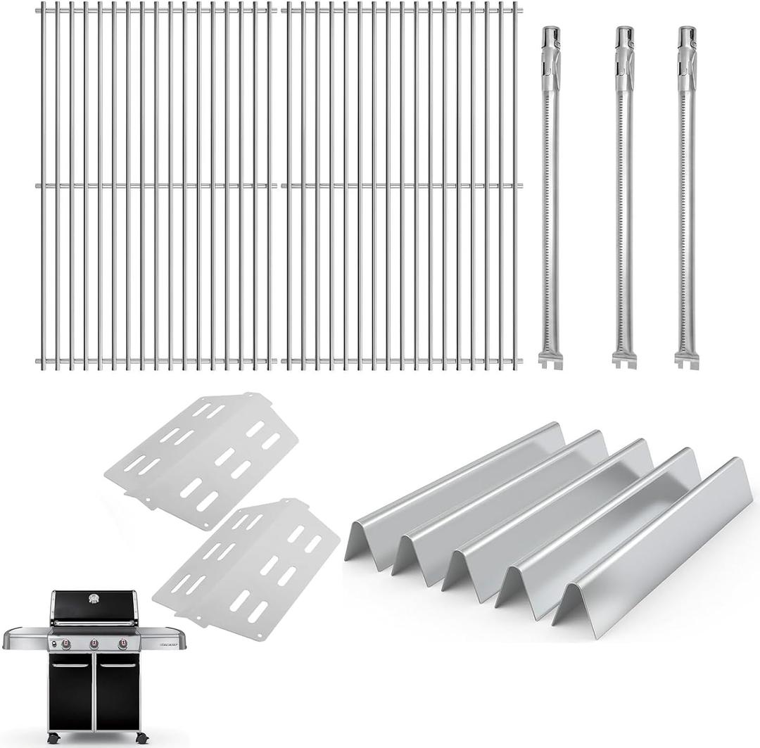 Grill Parts Kit for Weber Genesis 300 310 330 Genesis E330 E310 S310 S330 EP330 S320 E320 Grill Parts 17.5" Flavorizer Bars, Genesis 7528 Grates Heat Deflector Grill Parts Kit, 3Pcs 62752 Burner Tube