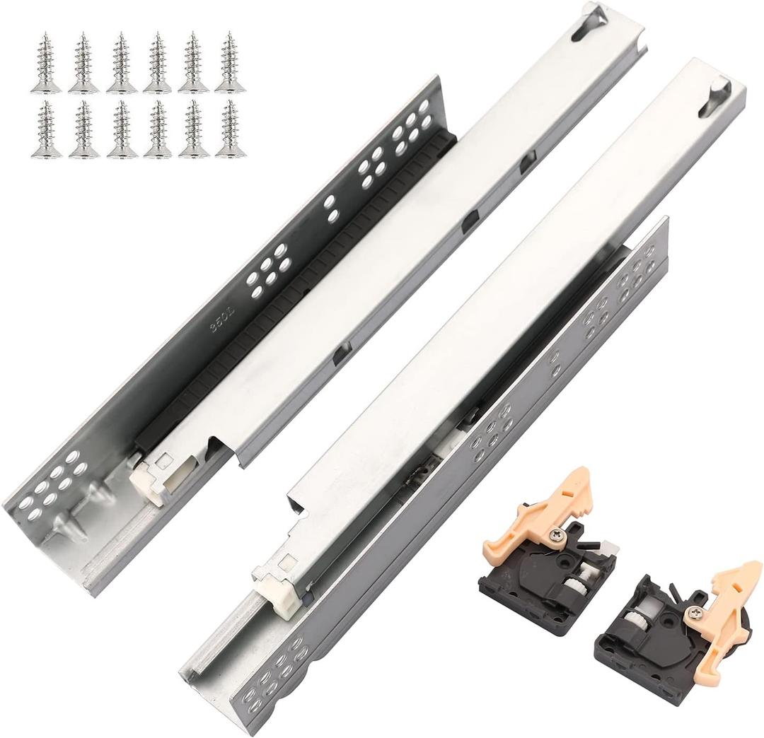 Undermount Soft Close Drawer Slides,6 Pair 20 Inch 100lb Load Capacity Bottom Mount Concealed Ball Bearing Full Extension Rails with Adjustable Locking Devices