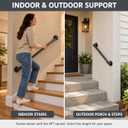 5FT (60") Hand Rails for Outdoor Steps, 1.25" Pipe Stair Handrail & Heavy-Duty Grab Bars for Wall, Black Metal Staircase Handrails, Industrial Outdoor Grab Bar for Porch Deck & Indoor Stairs