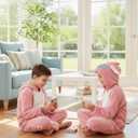 Kids Onesie Animal Costume Christmas Costumes Unisex One Piece Cosplay Suit for Boys and Girls (Pink)