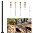 2in x 2in x 48in Aluminum Railing Post with Drill Bit & 2 Screw Types | AAMA 2604-Grade Finish，Textured Black Railing Post for Outdoor Porch & Stairs (1 x 48in Post Only)
