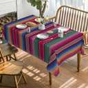 Horaldaily Mexico Tablecloth 60x84 Inch Rectangular, Halloween Cinco De Mayo Fiesta Pink Stripes Washable Seasonal Table Cover for Party Picnic Dinner Decor