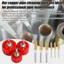 9pcs Copper Pipe Cleaner Set for Power Drill, 3pcs 1/2" 3/4" 1" Tube Cleaning Brushes & 6pcs Brass Wire Bore Brushes Metal Pipe Cleaner for Drill Copper Tubes and Fittings for Soldering