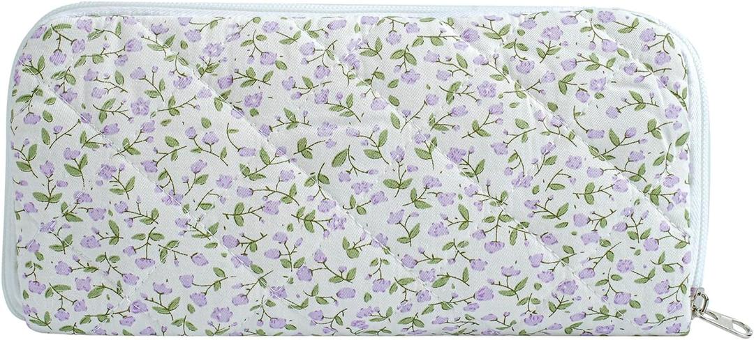 Cute Floral Bag for Makeup Brushes - Ideal for Travel & Daily Use Makeup Brushes Pouch for Women (Purple Floral)