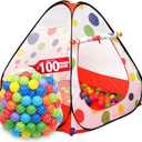 Kids Play Tent with 100 Balls  39x39 Pop-Up Ball Pit Playhouse  Indoor/Outdoor Toy with Mesh Windows & Carry Bag