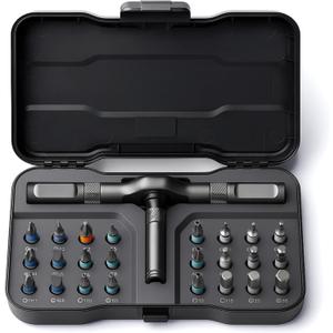 VMAN Ratchet Screwdriver Set, 24 in 1 magnetic Screwdriver sets, S2 Steel Bits, DIY Combination Flexible Shaft, Suitable for Furniture Assembly, Precision Electrical Appliance Repair, Bicycle Tools