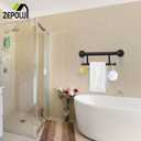 Black Towel Grab Bar 17 Inch, Zepolu Handicap Towel Bar for Bathroom, Stainless Steel Safety Assist Bar Balanced Support Handle, Wall Mounted Towel Rack Grab Bars for Senior Elderly Disabled