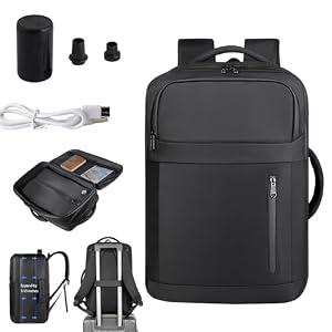 Vacuum-sealed travel computer backpack, Water-Resistant, With vacuum pump, Multiple Compartments, Anti-theft combination lock (jet black)