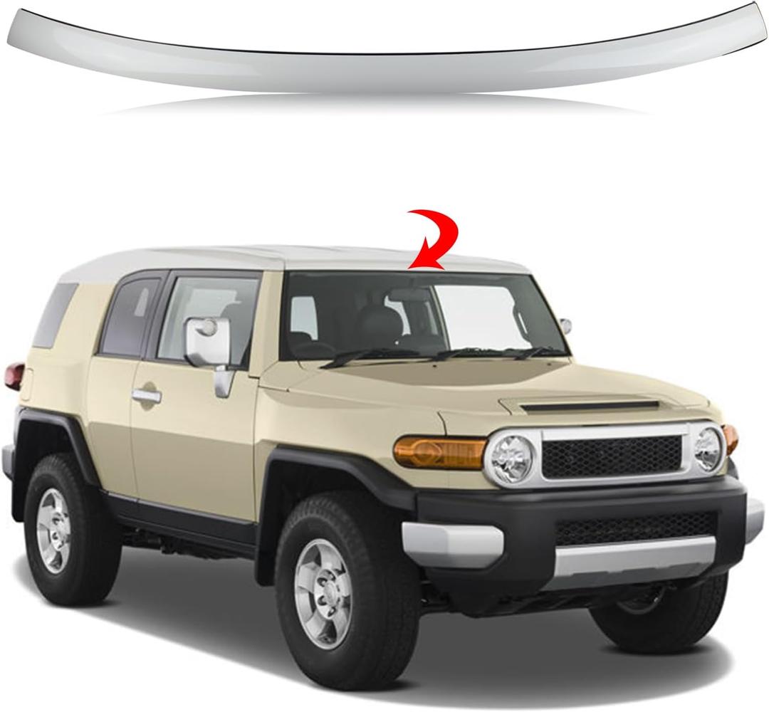 Front Windshield Molding w/Side Clips Upper Top Windshield Reveal Molding Fit for 2007 2008 2009 2010 2011 2012 2013 2014 Toyota FJ Cruiser White 75503-35060-A0 75503-35010