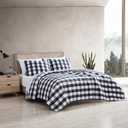 Eddie Bauer - Queen Quilt Set, Reversible Cotton Bedding with Matching Shams, Plaid Home Decor (Lakehouse Plaid Dark Grey, Queen)