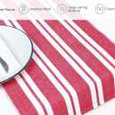 PurpleEssences Double Stripe Ribbed Woven Table Runner Dining Room Boho Farmhouse Decor - Spring Easter Summer - 14 x 90 Inch - Red and White