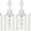 VANoopee H Type Track Lighting Heads E26 Track Light Ceiling Modern for Kitchen, Compatible with H Track Lighting Rail System, White Track Lighting Fixtures with Glass Lamp Shade, 4 Pack, No Bulbs (4 Pack(No Bulbs/Track))