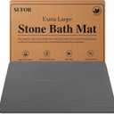 32"x20" Stone Bath Mat, Diatomaceous Earth Shower Mat, Non-Slip Super Absorbent Quick Drying Bathroom Floor Mat, Natural, Easy to Clean (Dark Grey)